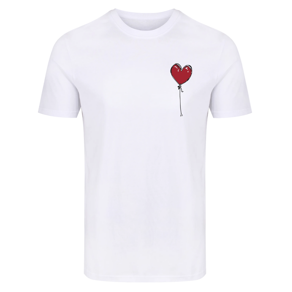 WHITE SLIM FIT TEE RED LXNELY HEART