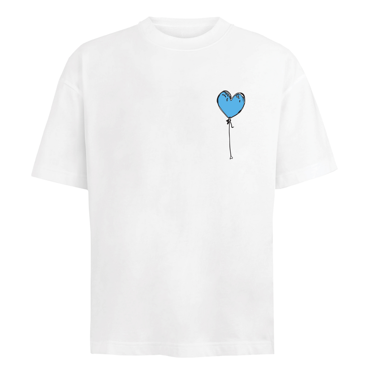 WHITE TEE BLUE LXNELY HEART