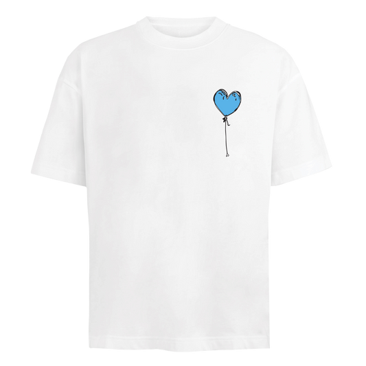 WHITE TEE BLUE LXNELY HEART