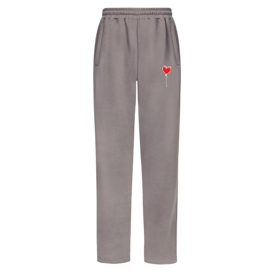 SOLID GREY JOGGERS RED LXNELY HEART