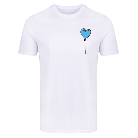 WHITE SLIM FIT TEE BLUE LXNELY HEART
