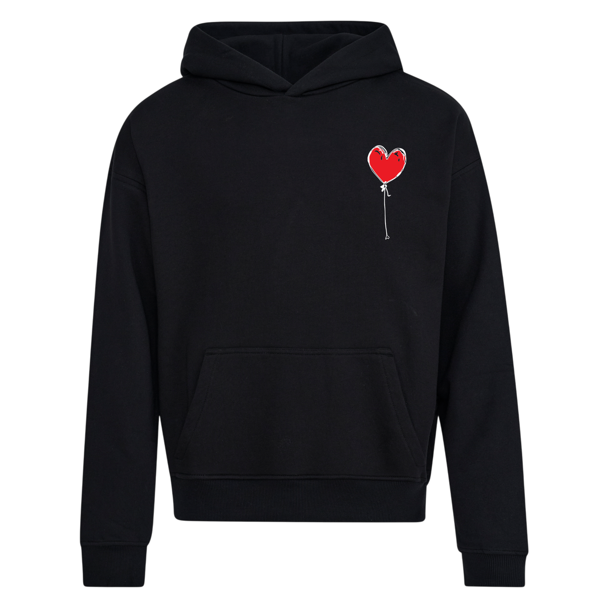 BLACK RELAXED HOODY LXNELY HEART