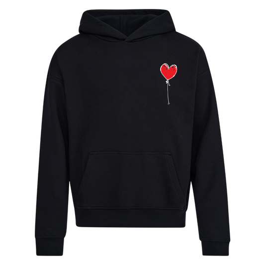 BLACK RELAXED HOODY LXNELY HEART
