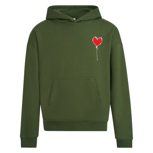 KHAKI RELAXED HOODY LXNELY HEART