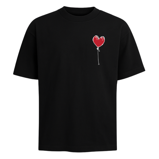 BLACK TEE RED LXNELY HEART